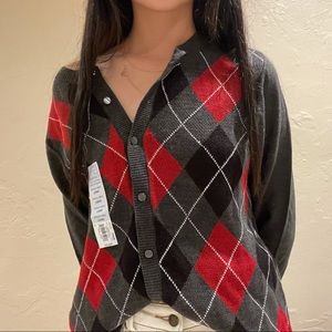 Argyle Sweater Cardigan